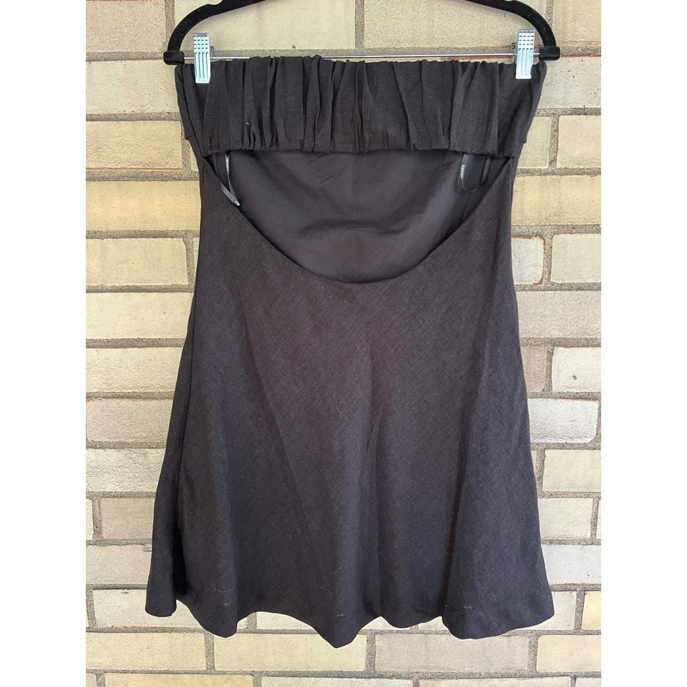 Forever 21 Black Linen Blend Strapless Cutout Back Mini Dress Size Medium - Picture 5 of 9